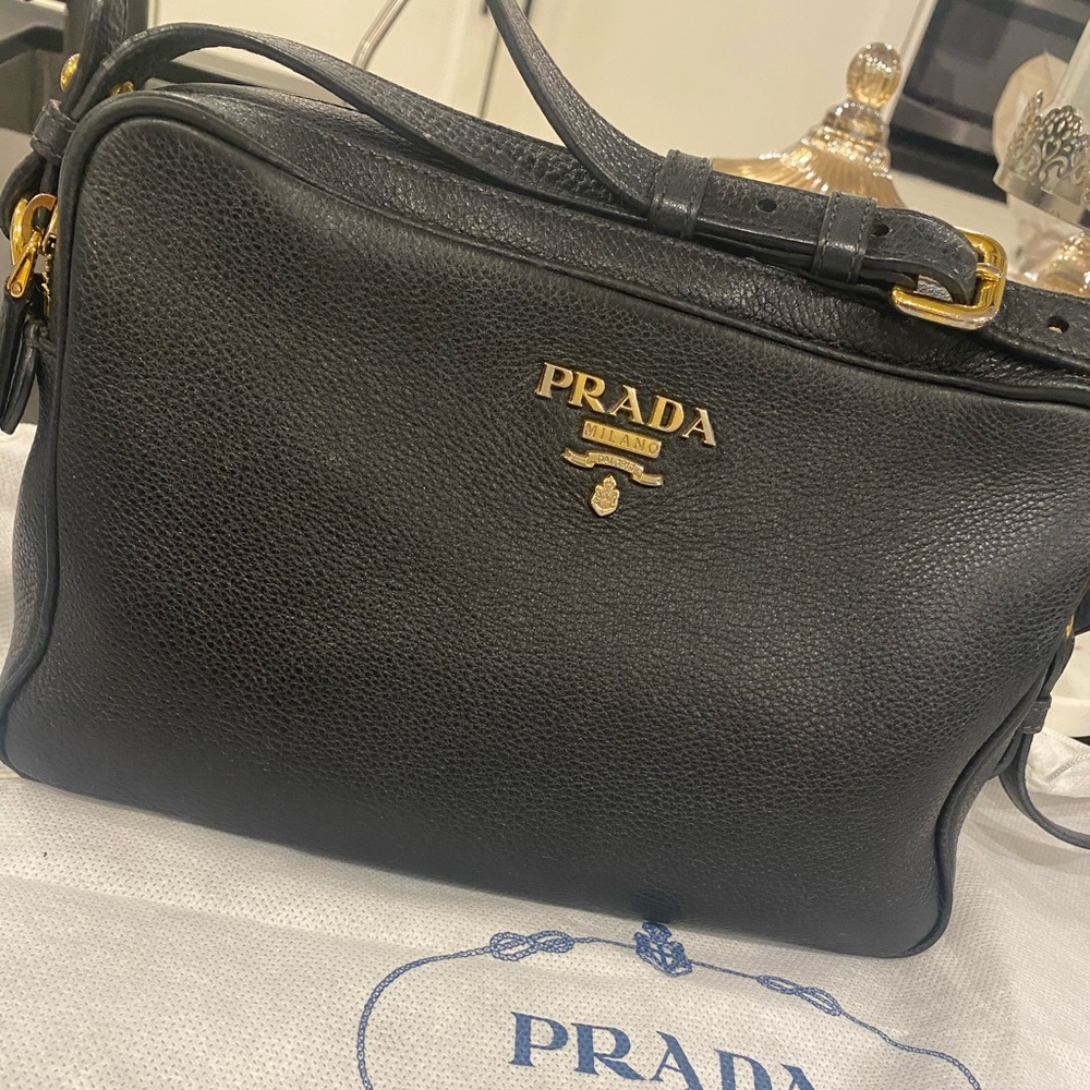 Prada Double-Zip Shoulder Bag - Black